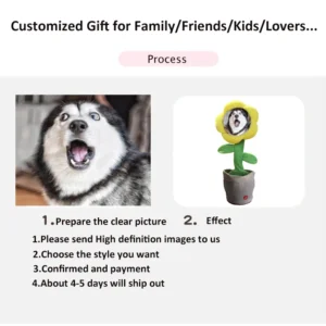 Customized Photo Christmas Birthday Gift Musical Singing Dancing Sunflower Toys 120 Songs Repeat Talking Record Speaking Toy - Image 4
